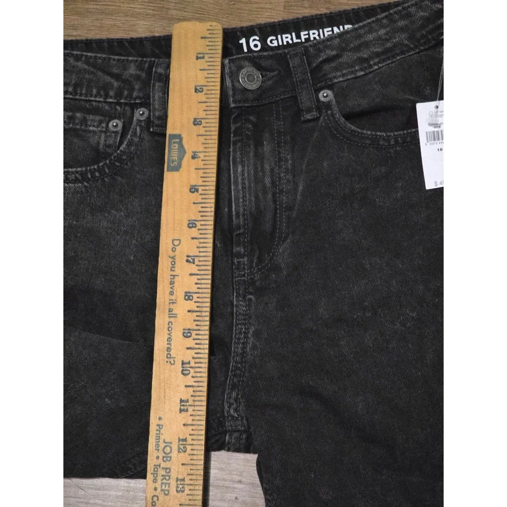 NWT GAP Teen 16 Girlfriend‎ High Rise Jeans Black Wash With Raw Hem Jeans